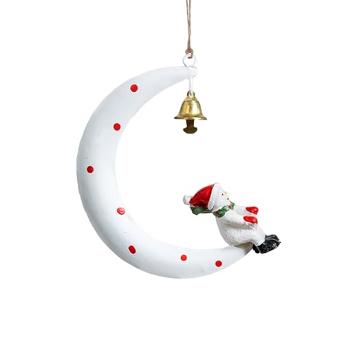 Ziyutam Christmas Moon Snowman Ornament with Bells - Festive Decor