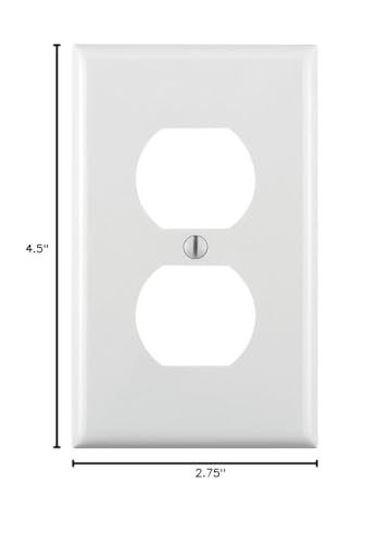 Leviton 1-Gang Duplex Wall Plate - White, Pack of 1, Durable Thermoplastic Nylon