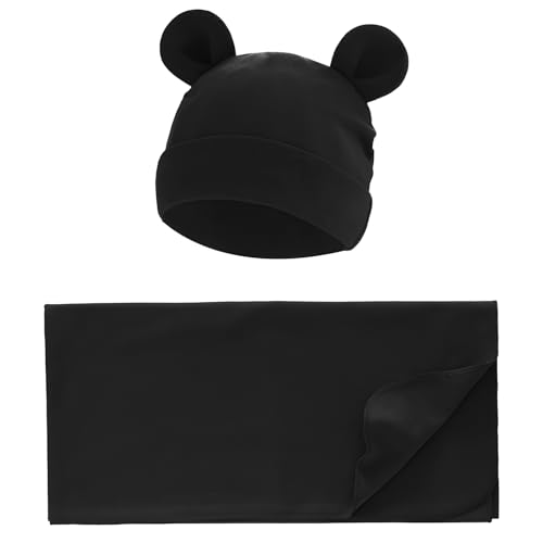 Unisex Baby Swaddle Wrap Set with Hat for 0-3 Months