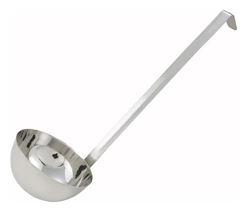 Winco 32-Ounce Stainless Steel Two-Piece Heavy-Duty Ladle with Notched Handle
