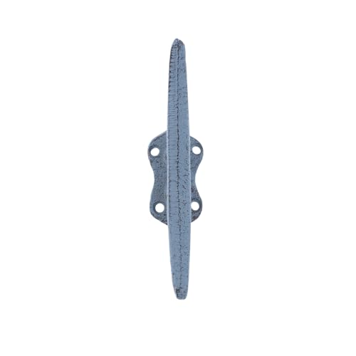 Cast Iron Boat Cleat Wall Hook - Nautical Coastal Decor, Light Blue