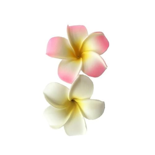 Seadiquiet 2 Pcs Hawaiian Plumeria Flower Hair Clips White and Pink 7Cm
