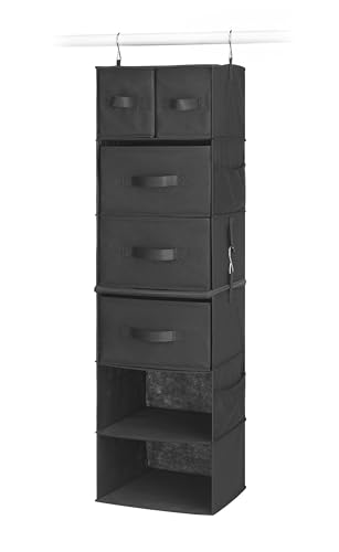 Whitmor Black 5-Tier Hanging Closet Organizer with Drawers