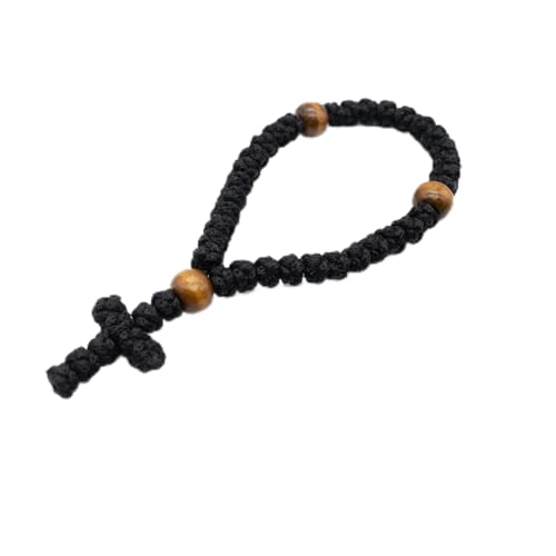 Orthodox Prayer Rope Bracelet with 33 Knot Beads & Cross Charm