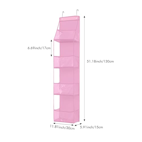 Over The Door Closet Organizer with 4 Shelves & Hooks - Pink