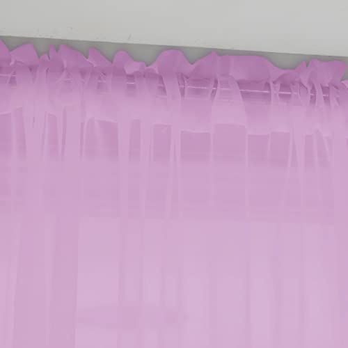 Pink Sheer Curtains 90 Inches Long Rod Pocket Voile Panels for Bedroom