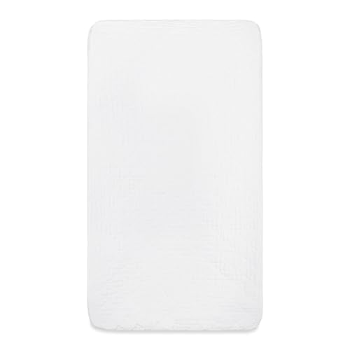 Babyletto 100% Quilted Organic Cotton Changing Pad Cover, GOTS-Certified, Fitted 360¡Æ, Ultra-Soft and Breathable Muslin - Plain White