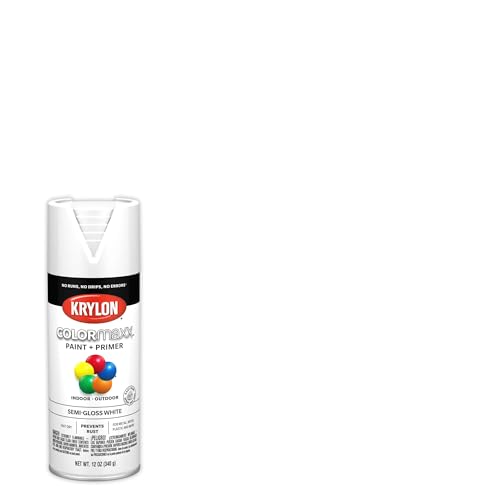 Krylon COLORmaxx Spray Paint & Primer - Semi-Gloss White, 12 Oz