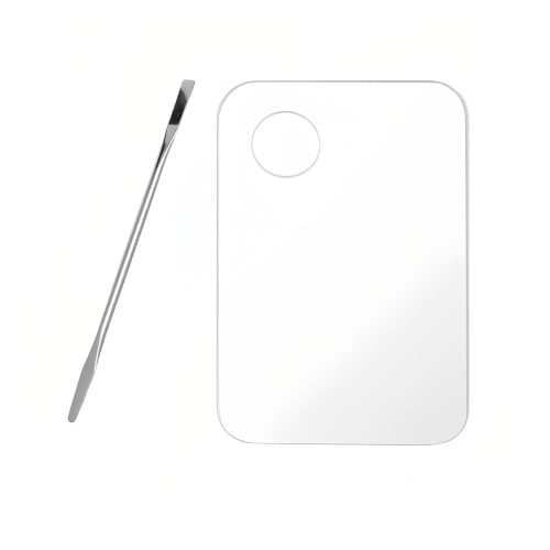QUUPY Clear Acrylic Makeup Mixing Palette with Spatula 5.9x3.9 Inch