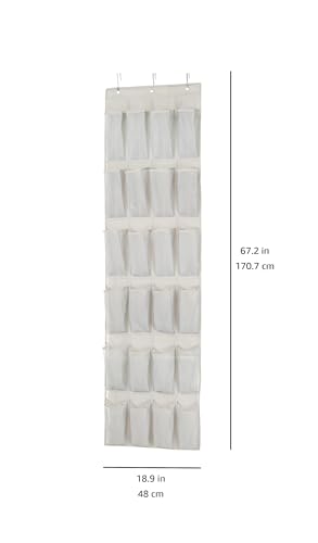 Amazon Basics 24-Pocket Over-the-Door Shoe Organizer, Light Grey