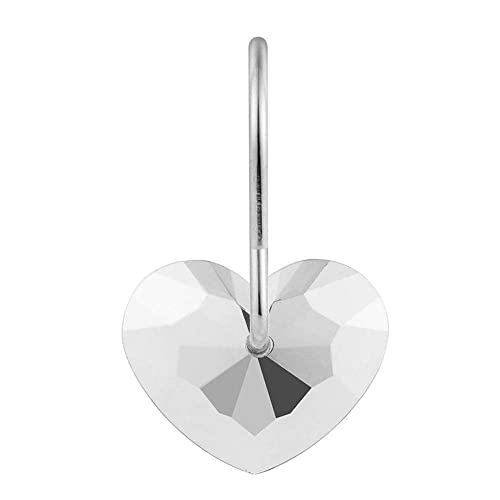 Crystal Heart Shower Curtain Hooks - Rust Resistant, Pack of 12