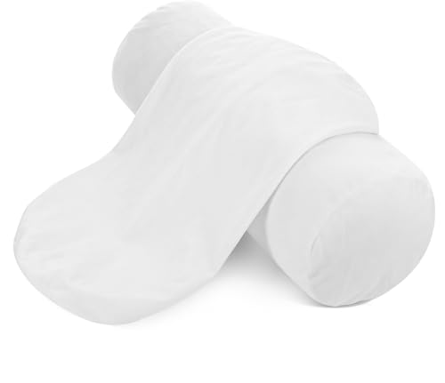 Cylindrical Neck Roll Pillow Covers - 2 Pack, 16x6 Inch, White Velvet