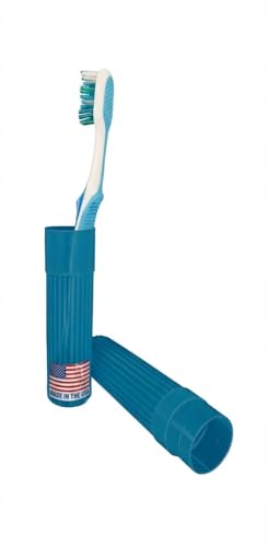 American Comb Blue Toothbrush Holder with Ventilation Holes - Made in USA, Travel & Bathroom Accessory