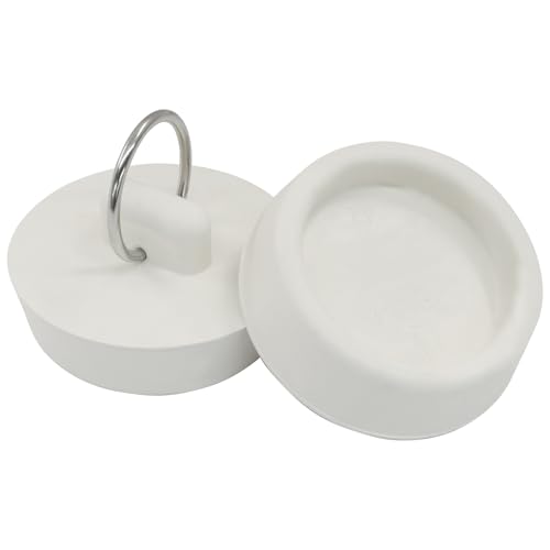 2-Pack 1.5-Inch White Rubber Bathtub Drain Stoppers - Kitchen & Bathroom