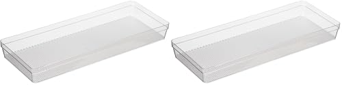 Oggi Clear Drawer Organizer 2-Pack - 6.25" x 15.75" Bins for Kitchen, Office, and Bathroom Storage