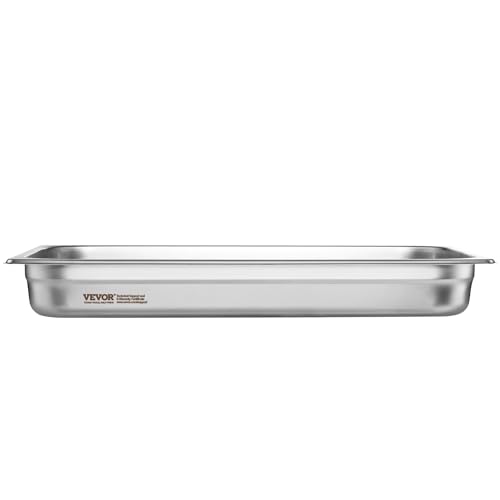 VEVOR 6 Pack Stainless Steel Hotel Pans,2.5-Inch Deep 0.8mm Thick Commercial Food Pans, Anti-Jam Catering Trays for Steam Tables, for Home, Party, Restaurant, Hotel, Buffet