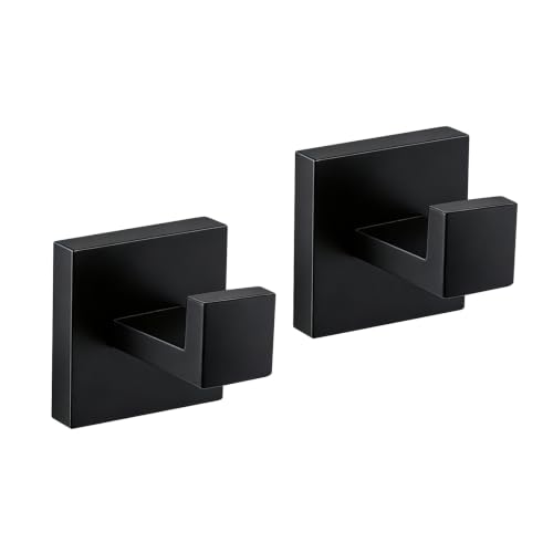 JOPOFI Matte Black Towel Hooks - 2 Piece Wall Mounted Stainless Steel Robe Hooks