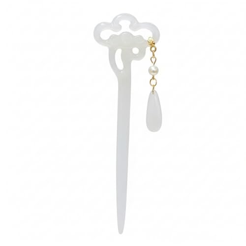 Mozff Chinese Acetate Jade Hair Stick with Tassel Flower Pendant