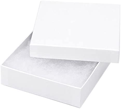 RJ Displays 6-Pack White Cotton-Filled Jewelry Gift Boxes, 3.5" x 3.5" x 1"