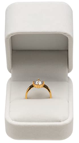 White Velvet Single Ring Box for Engagement, Wedding & Gifts
