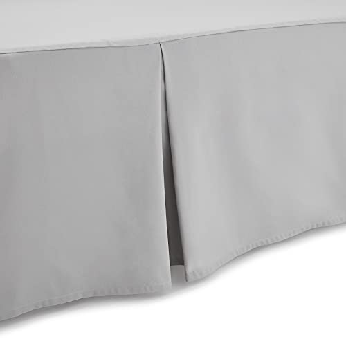Amazon Basics Pleated Bed Skirt - Full Size, 16-Inch Drop, Light Grey