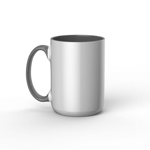 Cricut Beveled 15oz White/Gray Sublimation Mug - Pack of 1, Compatible with Cricut Mug Press