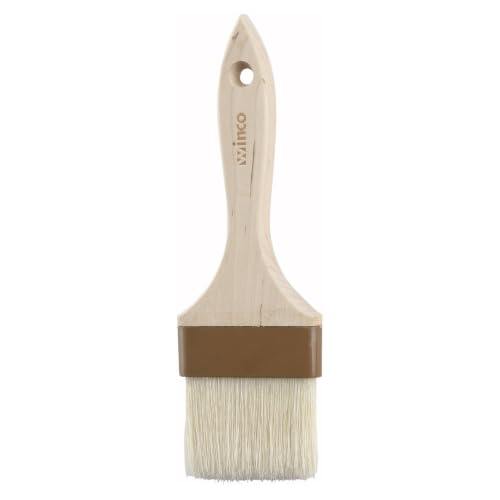 Winco 3-Inch Flat Boar Bristle Basting Brush with Wooden Handle