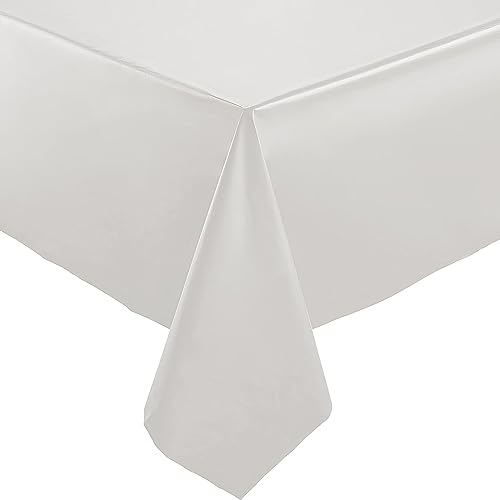 Elegant Silver Plastic Tablecloth for Rectangle Tables - 54"x108"