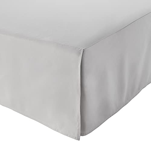 Amazon Basics Pleated Bed Skirt - Full Size, 16-Inch Drop, Light Grey