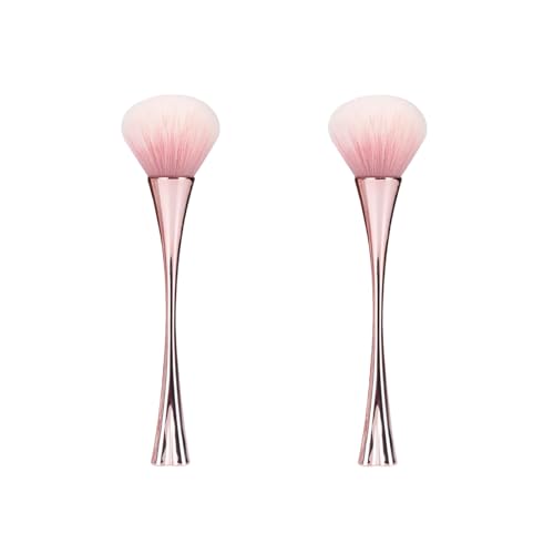 GOUDOGEDC 2-Piece Rose Gold Nail Art Dust Remover and Makeup Brush Set