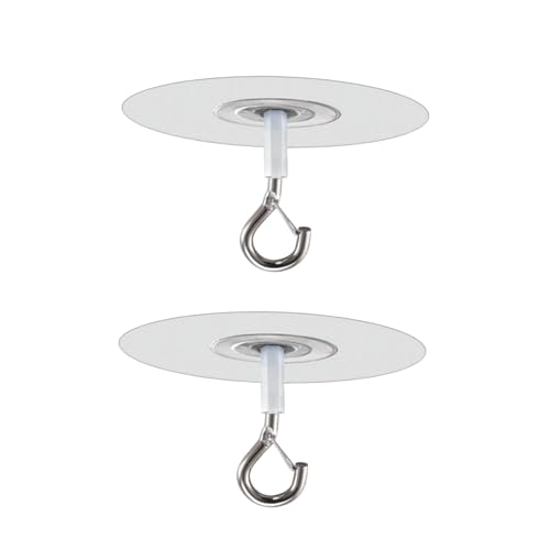 Seadiquiet 2-Pack Adhesive Ceiling Hooks Waterproof Sticky Hanging Hooks