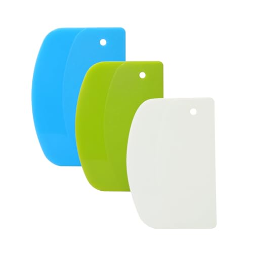 3-Piece Plastic Dough Scraper Set - Flexible Kitchen Tool for Baking