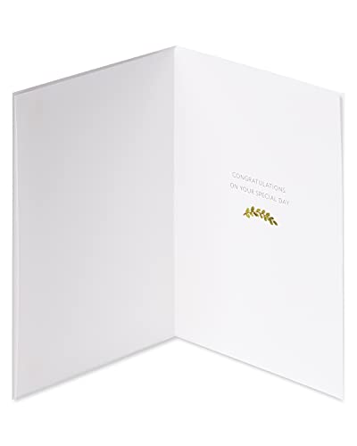 Papyrus Baptism Card - Foliage Design with Silver Cross Charm