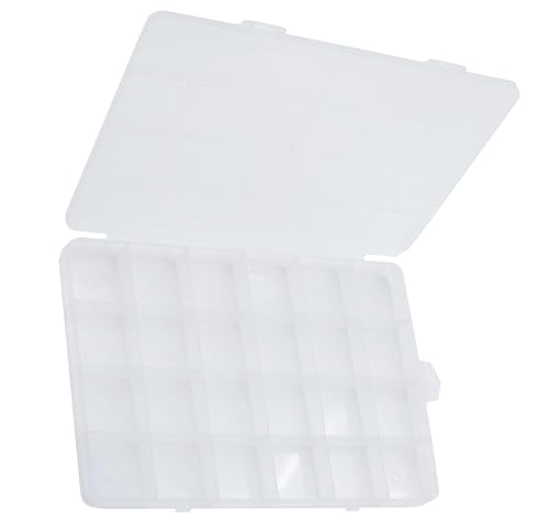 Yansanido 24-Grid Jewelry Organizer Clear Plastic Storage Box for Earrings & Small Items