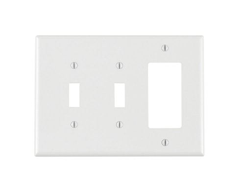 Leviton 3-Gang Wall Plate - 2 Toggle & 1 Decora, White