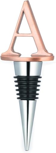 SANDAO Initial Letter Wine Stopper - Bronze Monogram Silicone Bottle Saver