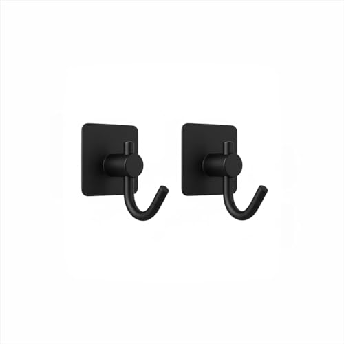 Heavy Duty Adhesive Hooks - 2 Pack Wall Mount Hooks for Bathroom & Kitchen