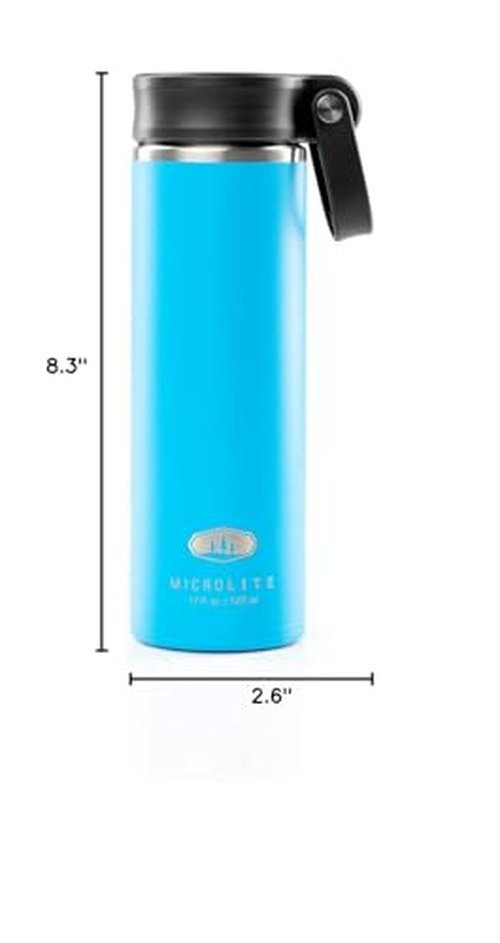 GSI Outdoors, MicroLite Twist 500 17 fl.oz. Vacuum Insulated Stainless Steel Water Bottle, Bonnie Blue