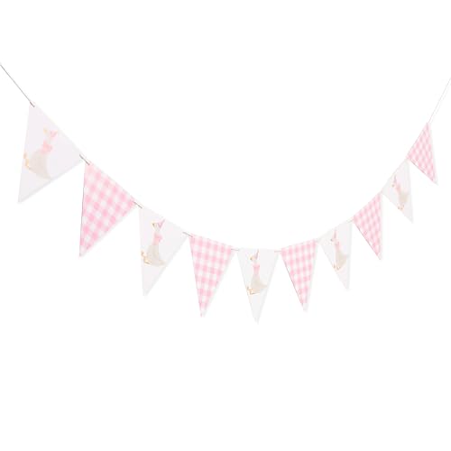 One Funny Goose Birthday Banner - Pink Gingham Baby Shower Decoration