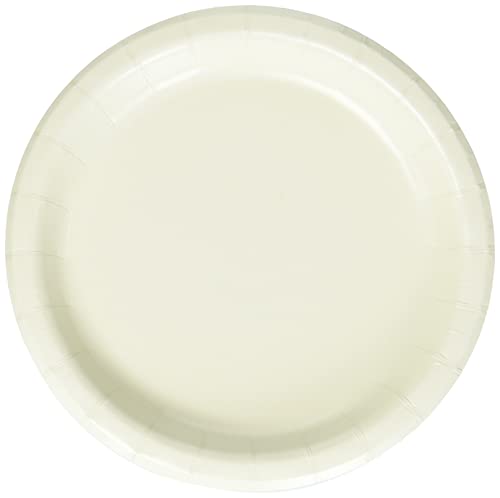 Disposable 6.75" Round Paper Plates - Vanilla Creme, 20 Pcs