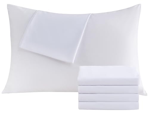 King White Pillowcases Set of 4, 20x36 Brushed Microfiber with Envelope Closure