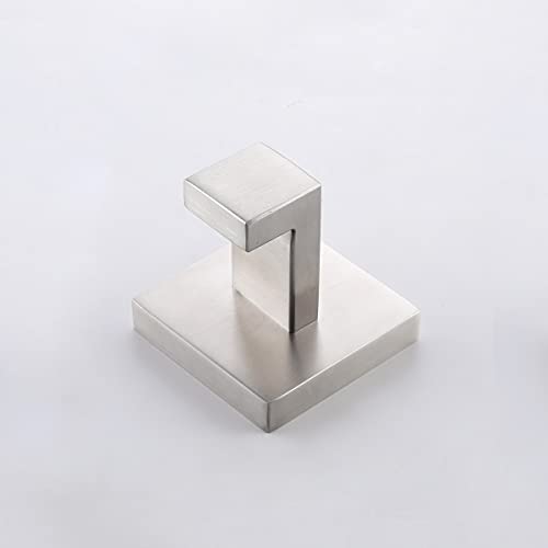 Brushed Nickel Towel Hooks for Bathroom - 2 Pack Heavy Duty