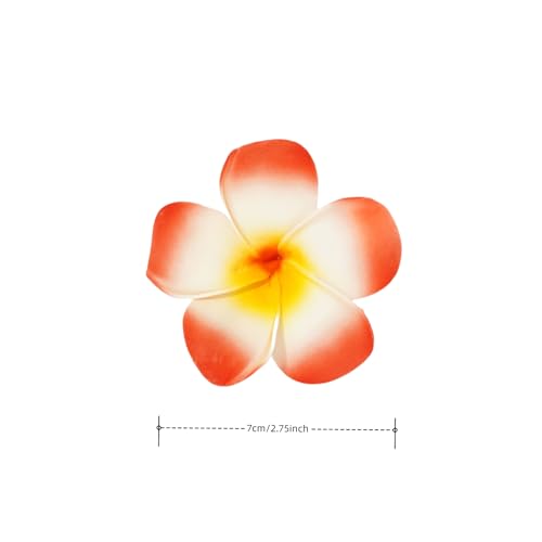 Hawaiian Plumeria Flower Hair Clips 7cm White and Red 4 Pcs