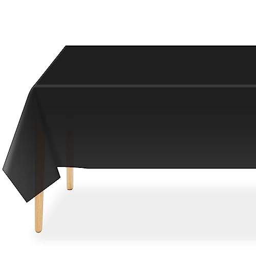 Black Plastic Table Cloth Disposable 2 Pack 54 x 108 Inch Rectangle