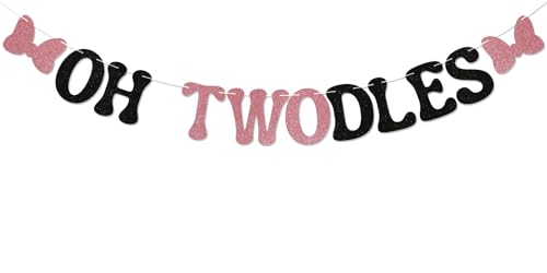 Oh Twodles 2nd Birthday Banner - Glittery Party Decor for Girls