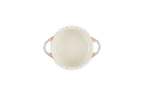Le Creuset Stoneware Mini Round Cocotte, 8oz., Peche with Gold Heart Knob