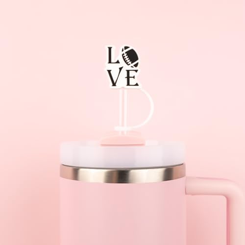 Personalized Silicone Straw Cover Cap for 10mm Straws - Football Set