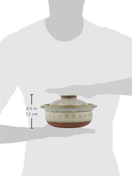 Banko Ware 21681 Ginpo Hanamishima Extra Deep Pot No. 6, For 1-2 People, Diameter 7.5 x Height 5.9 inches (19 cm) x Height 5.9 inches (15 cm), Direct Fire Compatible, Microwave Safe, Made in Japan