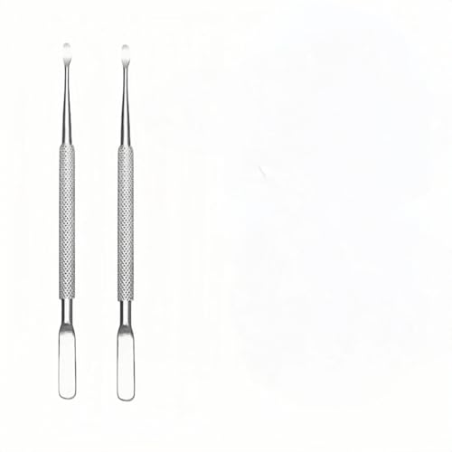Dual Sided Stainless Steel Cuticle Pusher and Spoon Nail Cleaner 2-Pack