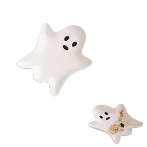 Ceramic Ghost Trinket Dish | Halloween Jewelry Storage Tray